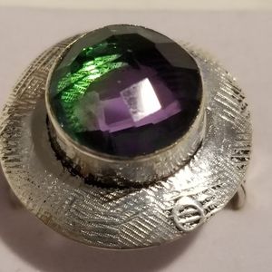 🌺Vintage Faceted Bicolor Tourmaline Silver Ring